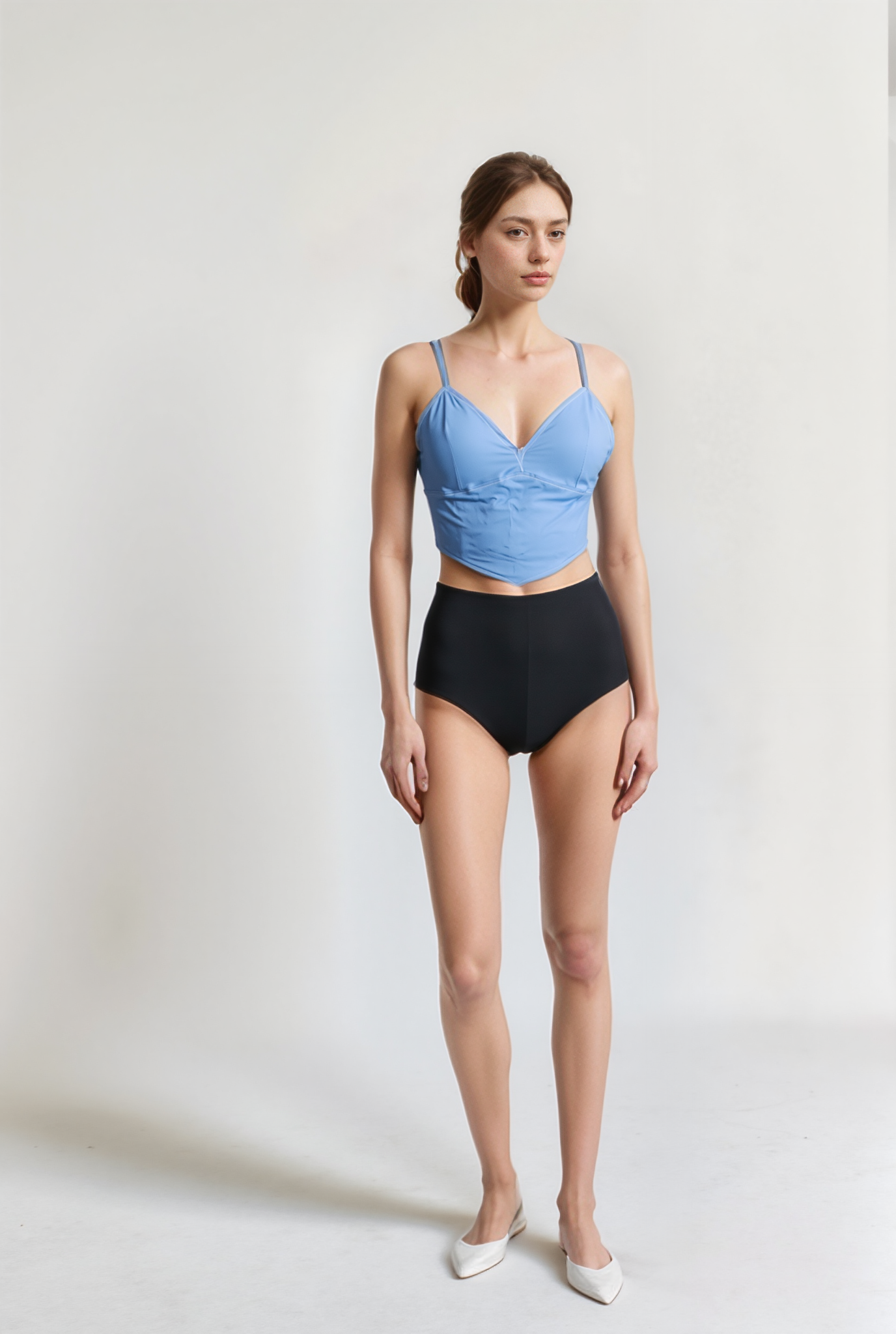 Pavvoin 100% premium organic bamboo cotton antibacterial white and blue shirt and padded bralette combo for women