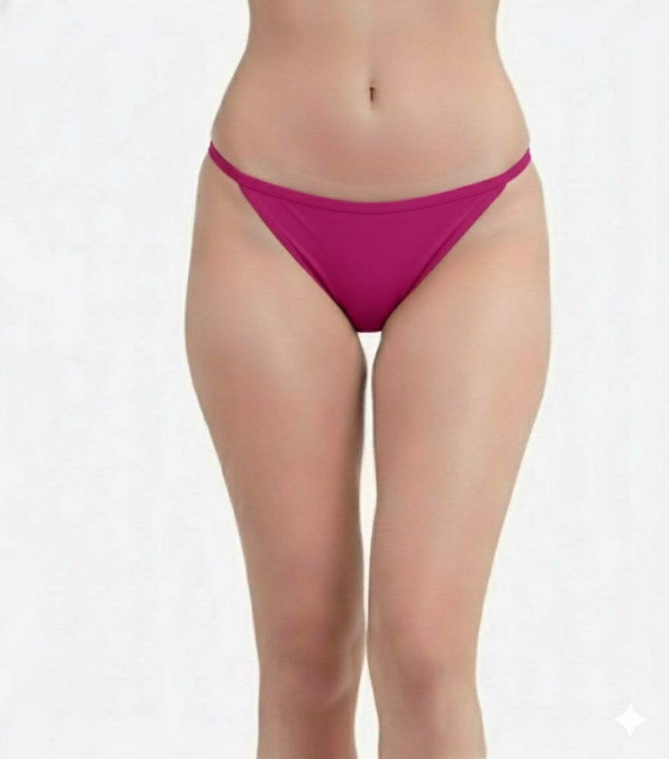 Pavvoin By Lerosey cotton stretch fold-over elastic tanga string bikini panty for women