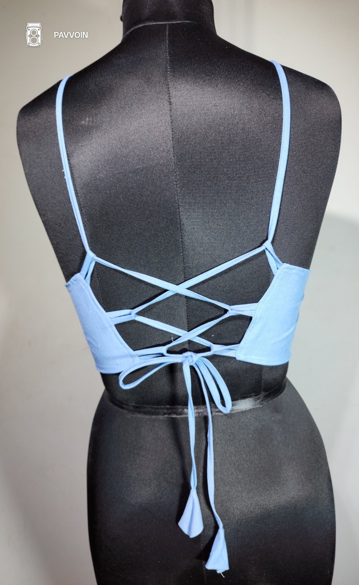 Pavvoin 100% premium organic bamboo cotton antibacterial white and blue shirt and padded bralette combo for women