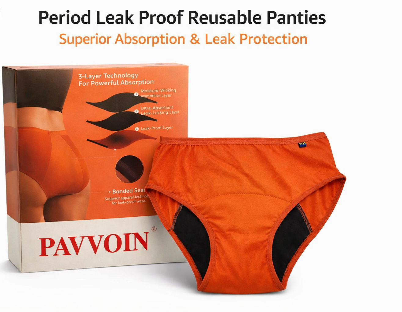 Pavvoin  pro Go pad free heavy Period Hipster Leak Proof Underwear for Medium to Heavy Flow,Reusable for 2 Years Without Pads panty for women