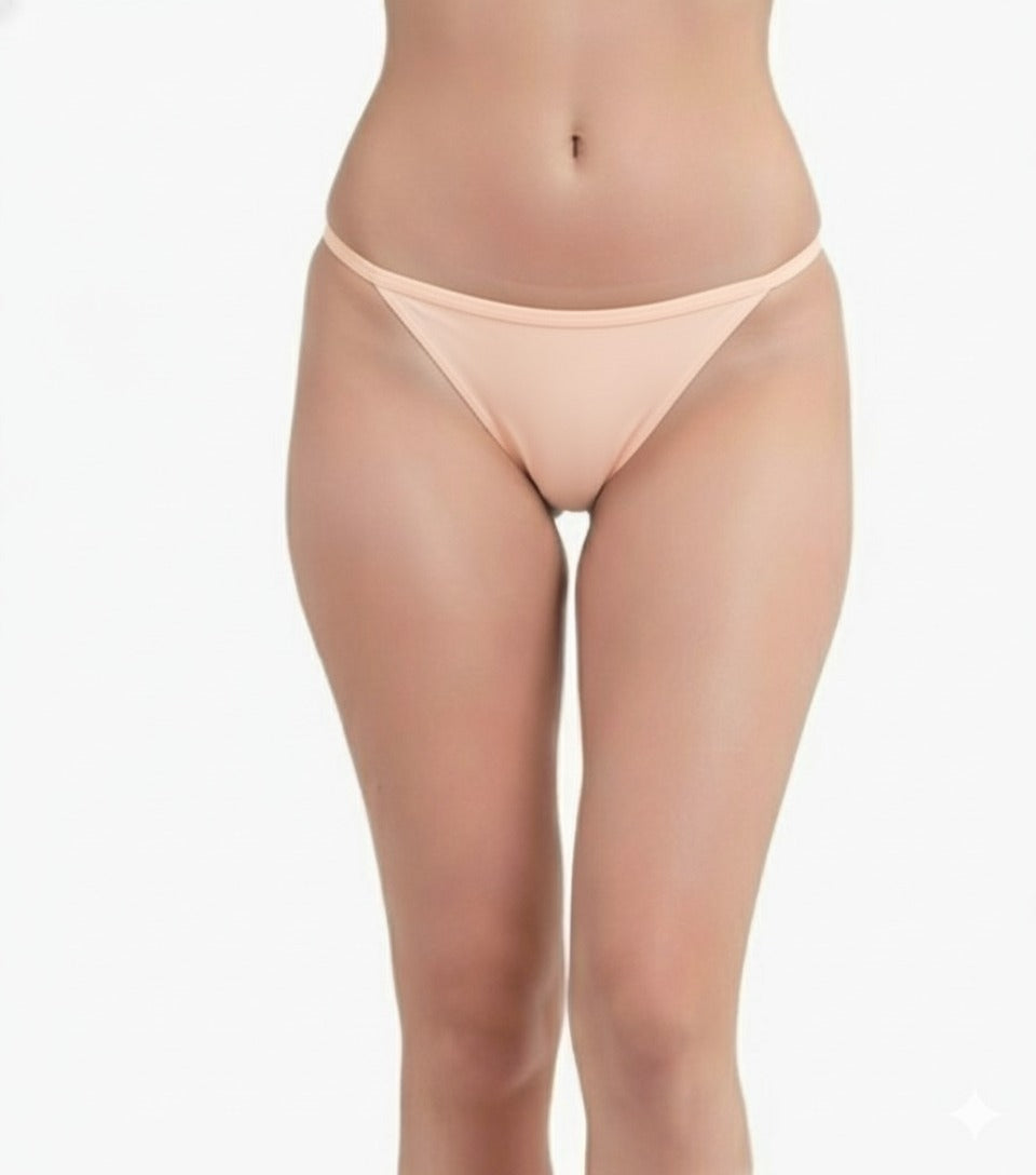 Pavvoin By Lerosey cotton stretch fold-over elastic tanga string bikini panty for women