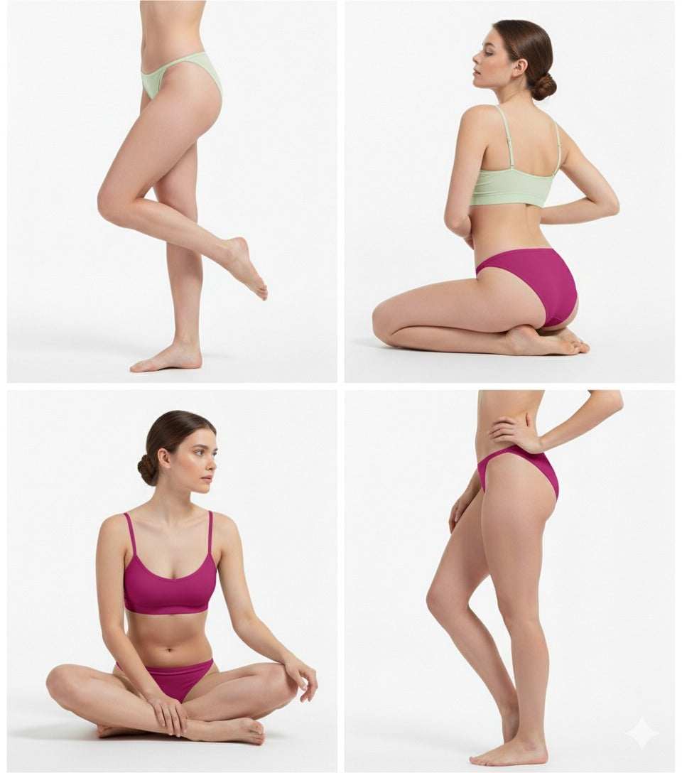 Pavvoin By Lerosey cotton stretch fold-over elastic tanga string bikini panty for women