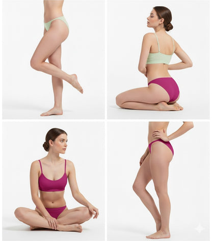 Pavvoin By Lerosey cotton stretch fold-over elastic tanga string bikini panty for women