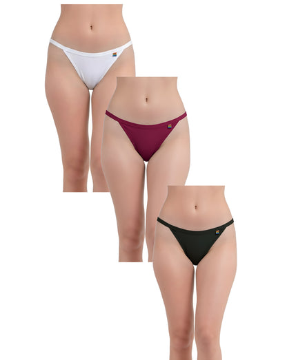 Pavvoin By Lerosey cotton stretch fold-over elastic tanga string bikini panty for women