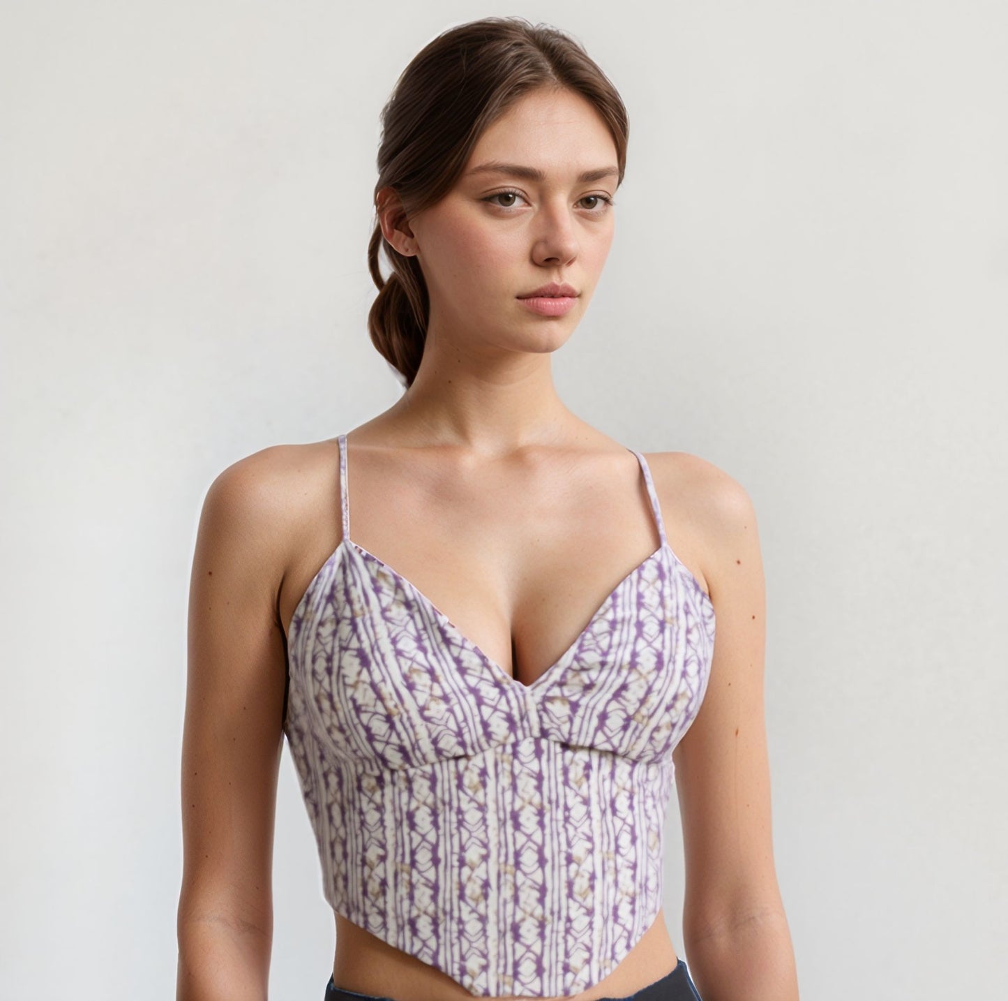 Pavvoin 100% cotton  blue shirt and padded bralette combo for women
