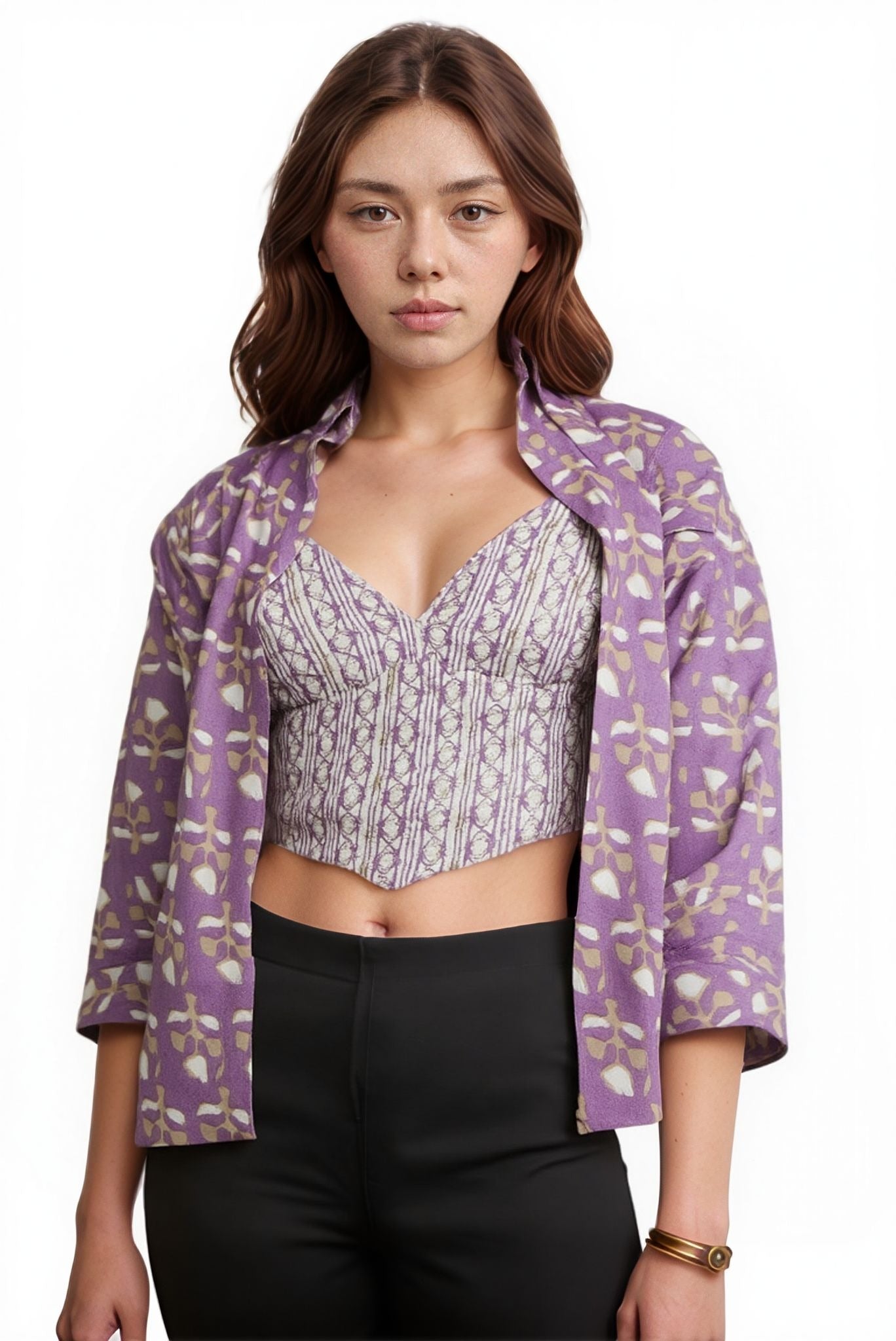 Pavvoin 100% cotton  blue shirt and padded bralette combo for women