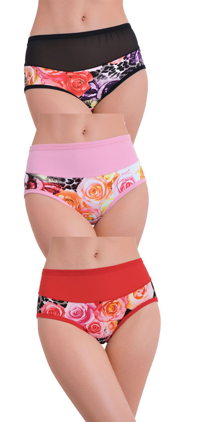 Pavvoin cotton blend flowered printed hipster brief panty for women