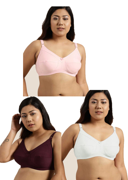 Pavvoin women full coverage non padded cotton everyday plus size bra