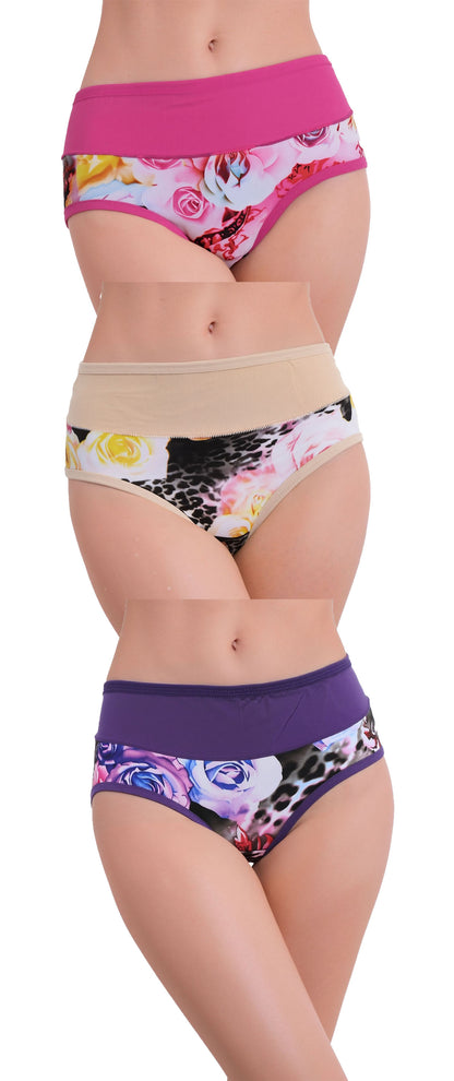 Pavvoin cotton blend flowered printed hipster brief panty for women