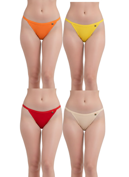 Pavvoin By Lerosey cotton stretch fold-over elastic tanga string bikini panty for women