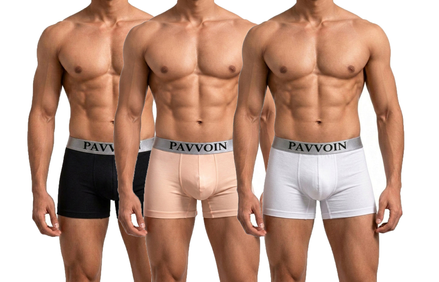 PAVVOIN Men’s Cotton Stretch Boxer Briefs/Trunk| Soft Breathable Innerwear | Anti-Roll Waistband | Body Fit Underwear for Men