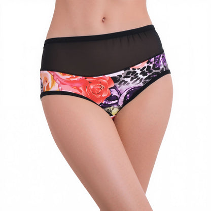 Pavvoin cotton blend flowered printed hipster brief panty for women