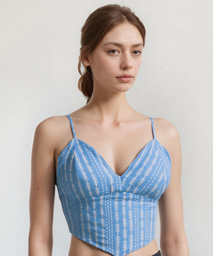 Pavvoin 100% cotton  blue shirt and padded bralette combo for women