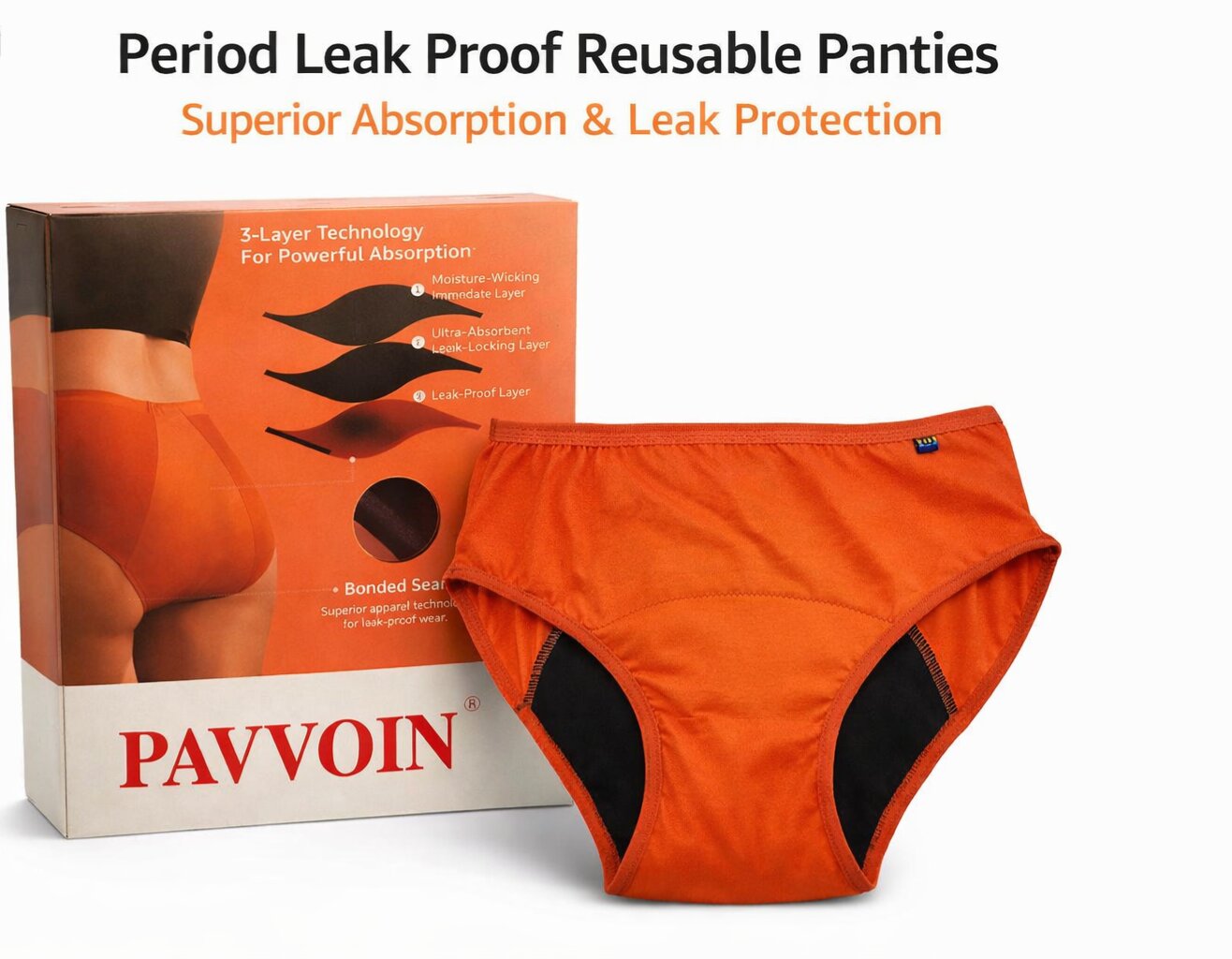 Pavvoin  pro Go pad free heavy Period Hipster Leak Proof Underwear for Medium to Heavy Flow,Reusable for 2 Years Without Pads panty for women