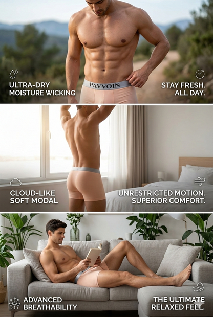 PAVVOIN Men’s Cotton Stretch Boxer Briefs/Trunk| Soft Breathable Innerwear | Anti-Roll Waistband | Body Fit Underwear for Men